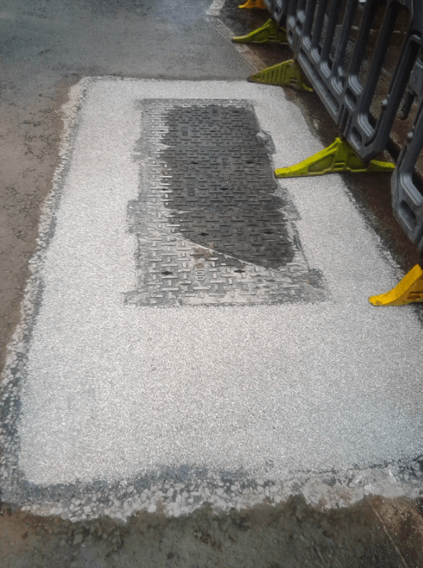 Ironmaster repairing modular, multi-span highway ironwork in tunnels and highway carriageways by Rhino Asphalt Solutions