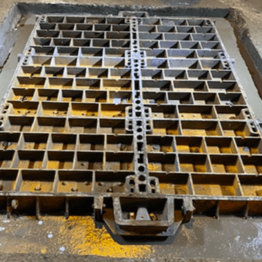 Ironmaster repairing modular, multi-span highway ironwork in tunnels and highway carriageways by Rhino Asphalt Solutions