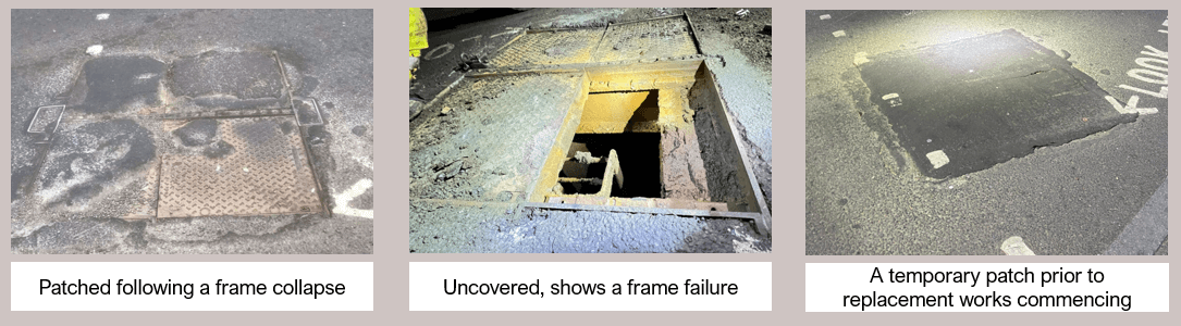 Ironmaster repairing modular, multi-span highway ironwork in tunnels and highway carriageways by Rhino Asphalt Solutions