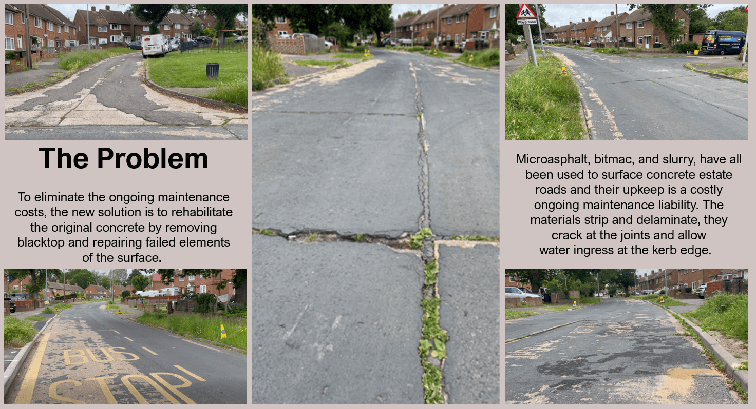 Rehabilitated and finished concrete road by Rhino Asphalt Solutions