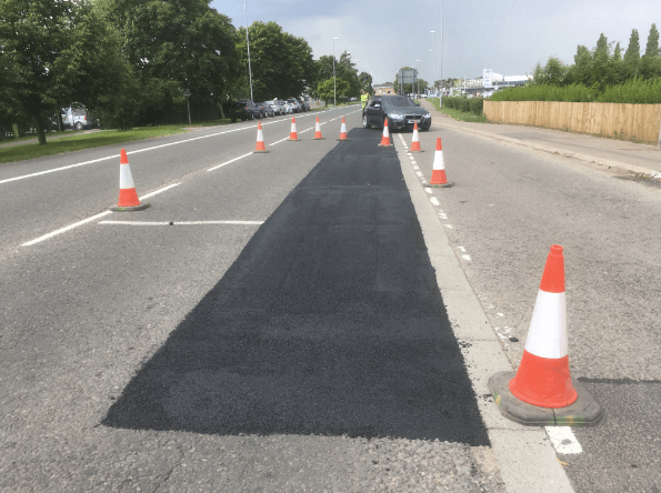 BBA HAPAS approved Masterscreed hot screed road repair system from Rhino Asphalt Solutions with BBA HAPAS approval