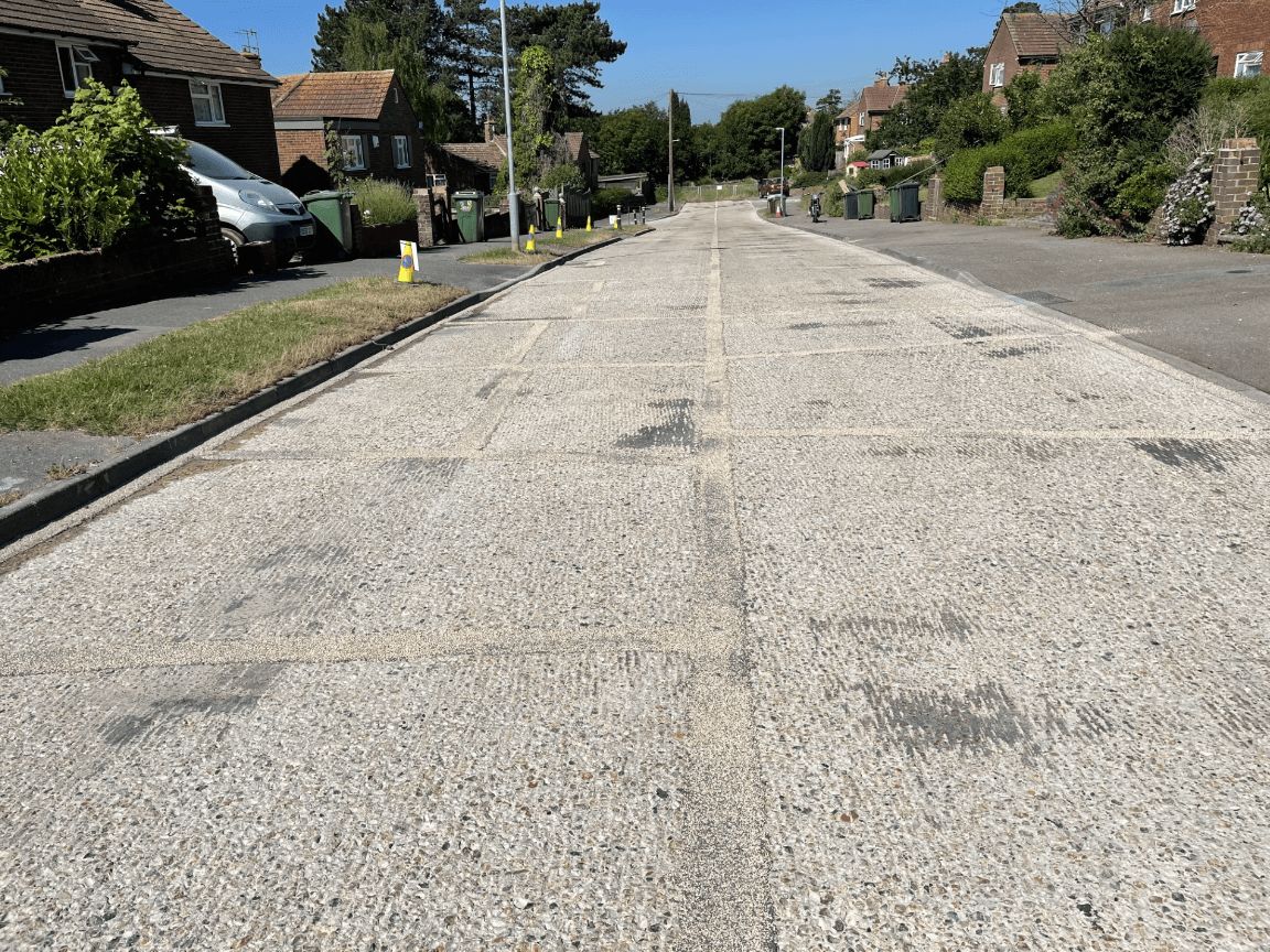 Rehabilitated and finished concrete road by Rhino Asphalt Solutions