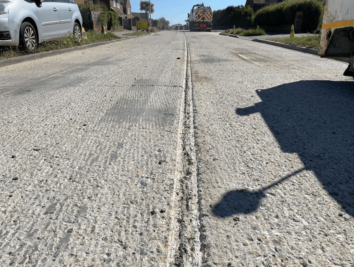 Concrete road joints prepared and ready to be sealed with BBA HAPAS approved sealants
