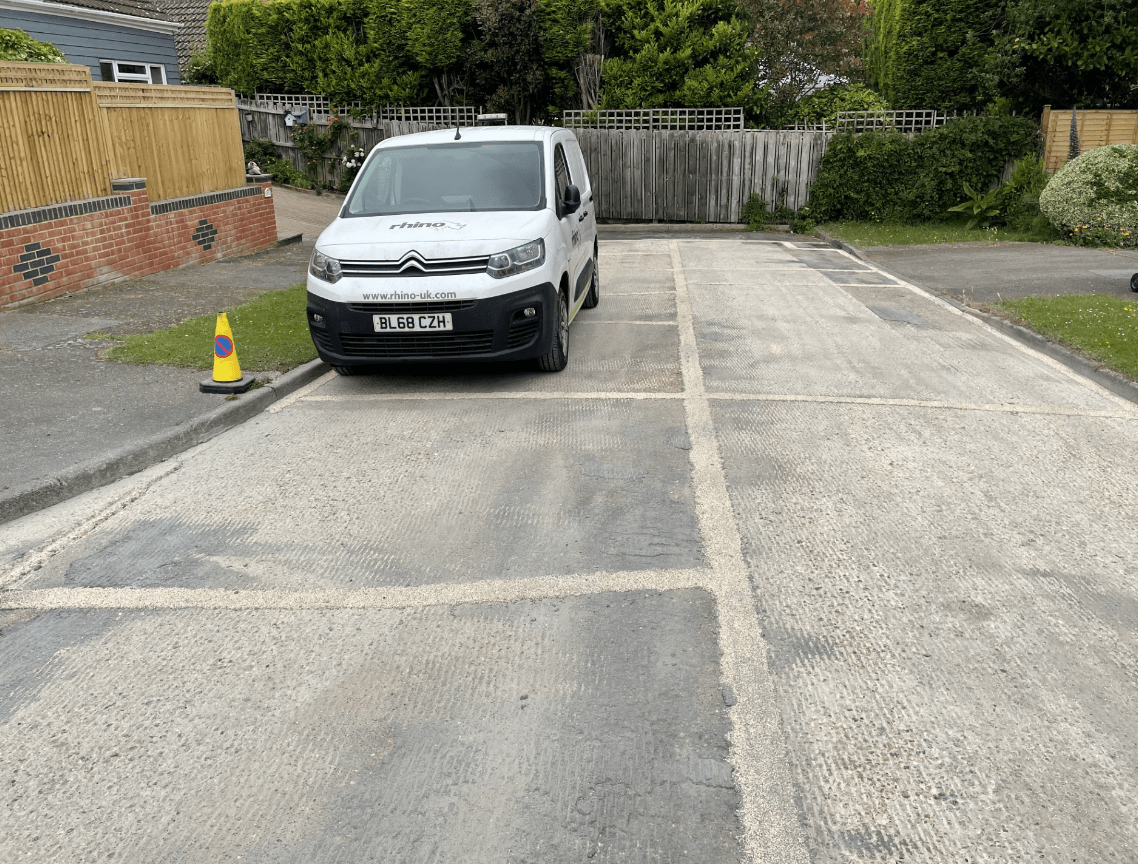 Rehabilitated and finished concrete road by Rhino Asphalt Solutions