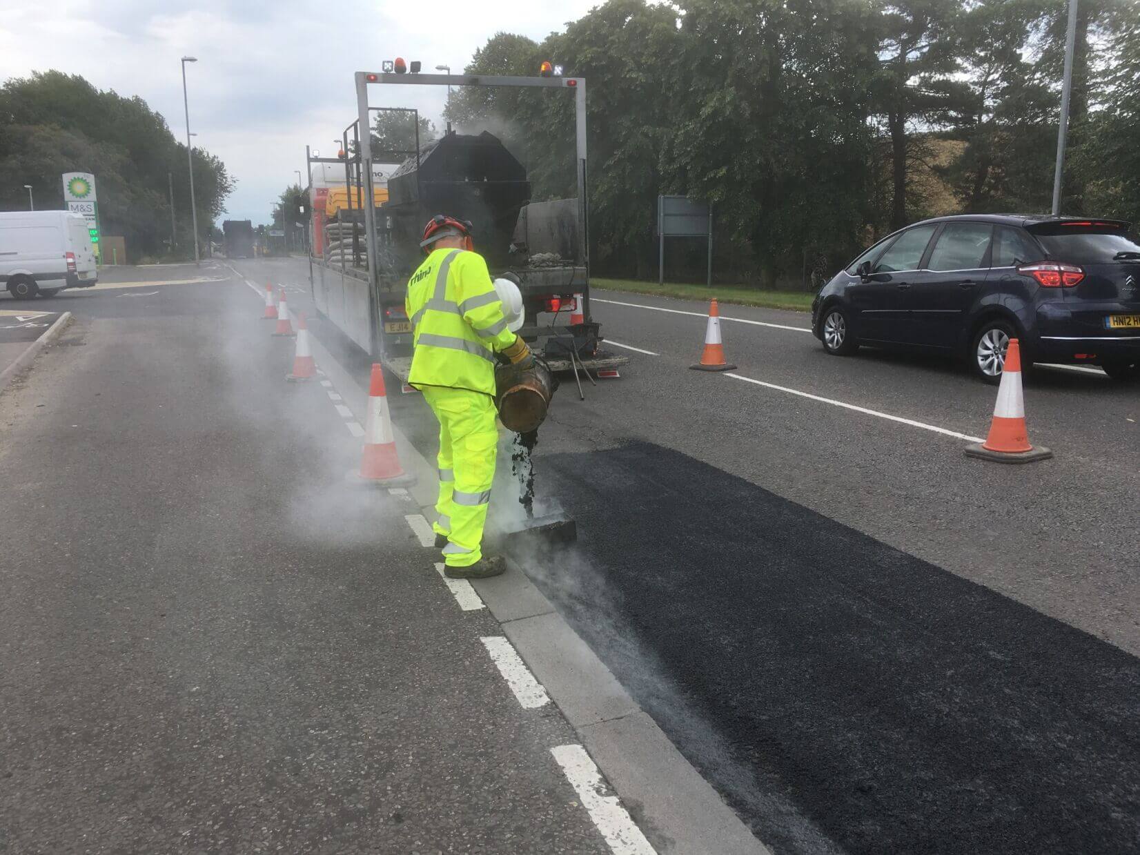 BBA HAPAS approved Masterscreed hot screed road repair system from Rhino Asphalt Solutions with BBA HAPAS approval