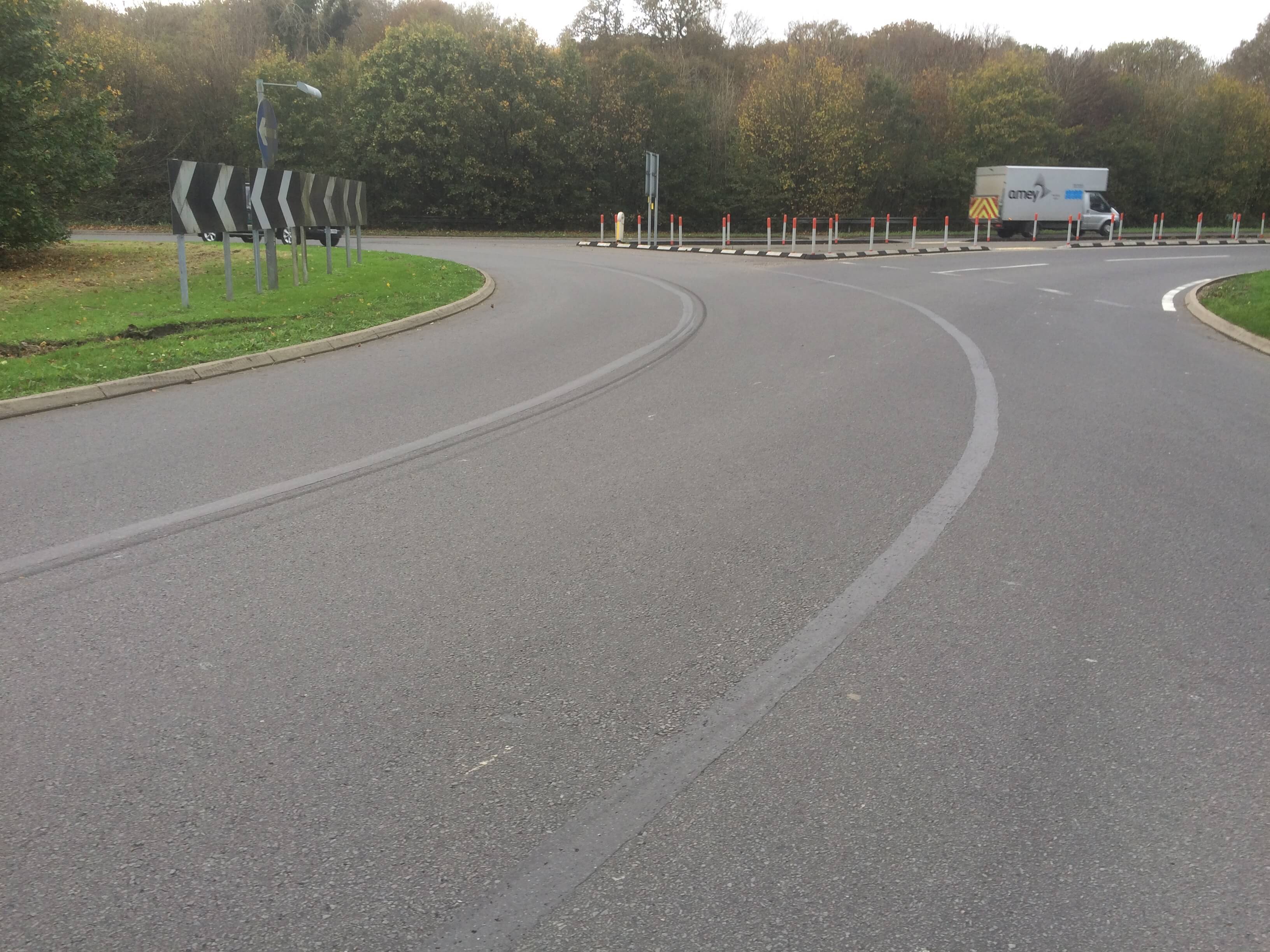 roundabout seam joint failure repair with Road crack and joints repaired with Jointmaster BBA HAPAS approved system from Rhino Asphalt Solutions