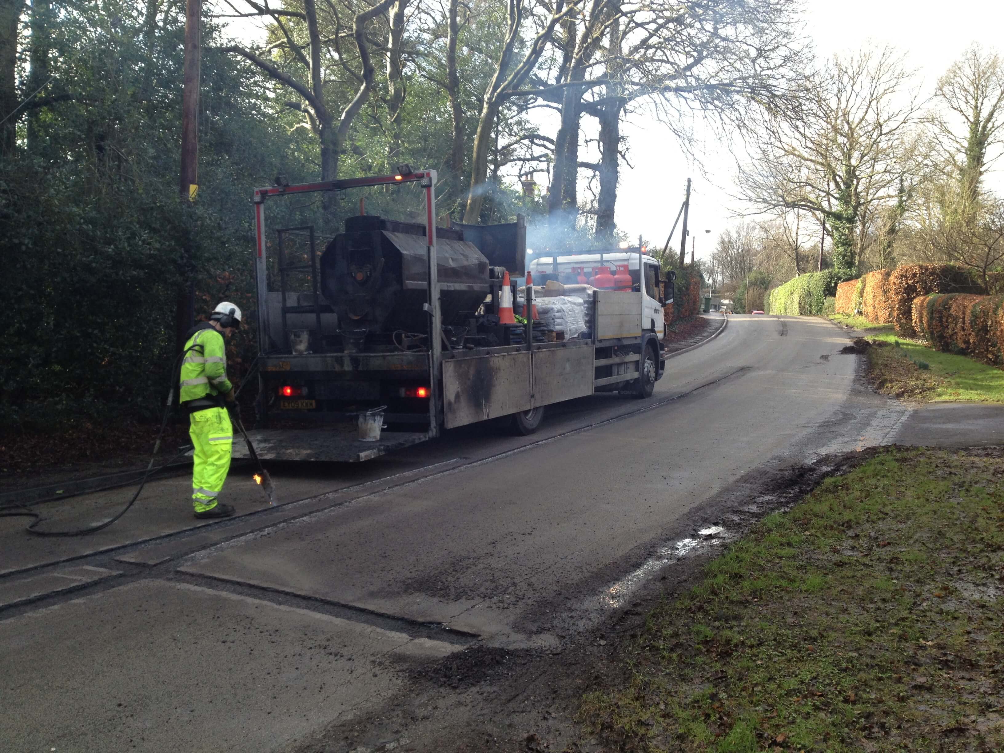 Road crack and joints repaired with Jointmaster BBA HAPAS approved system from Rhino Asphalt Solutions