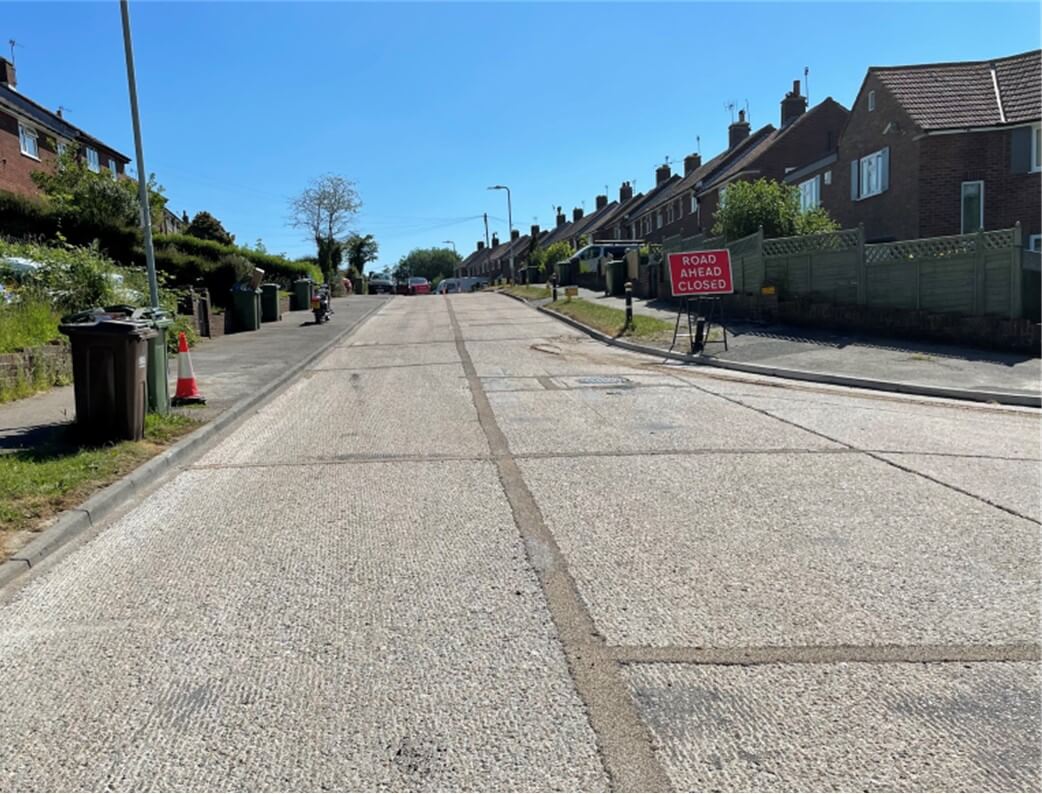 Rehabilitated and finished concrete road by Rhino Asphalt Solutions